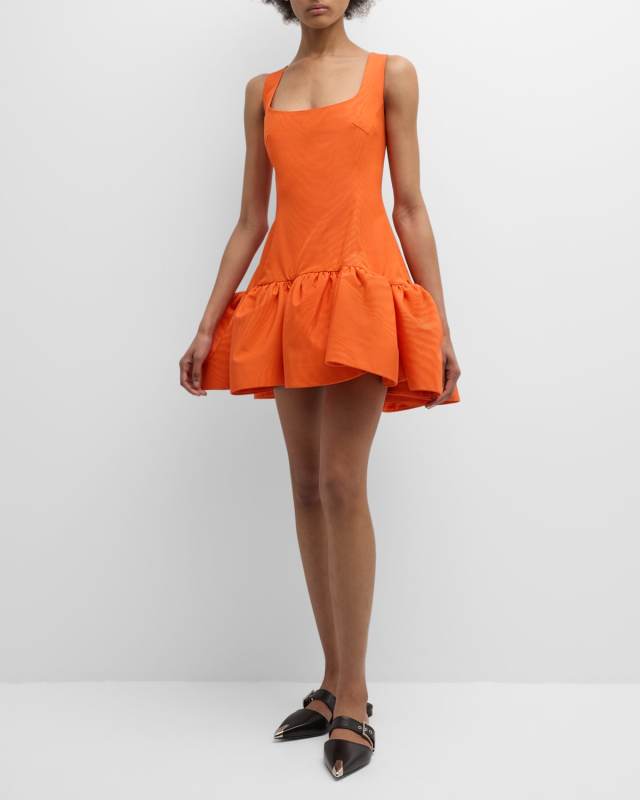 Volant Scoop-Neck Sleeveless Mini Dress